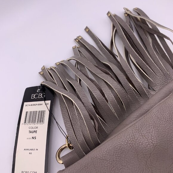 NWT BCBG Paris Taupe Fringe Foldover Crossbody Bag - Picture 4 of 15